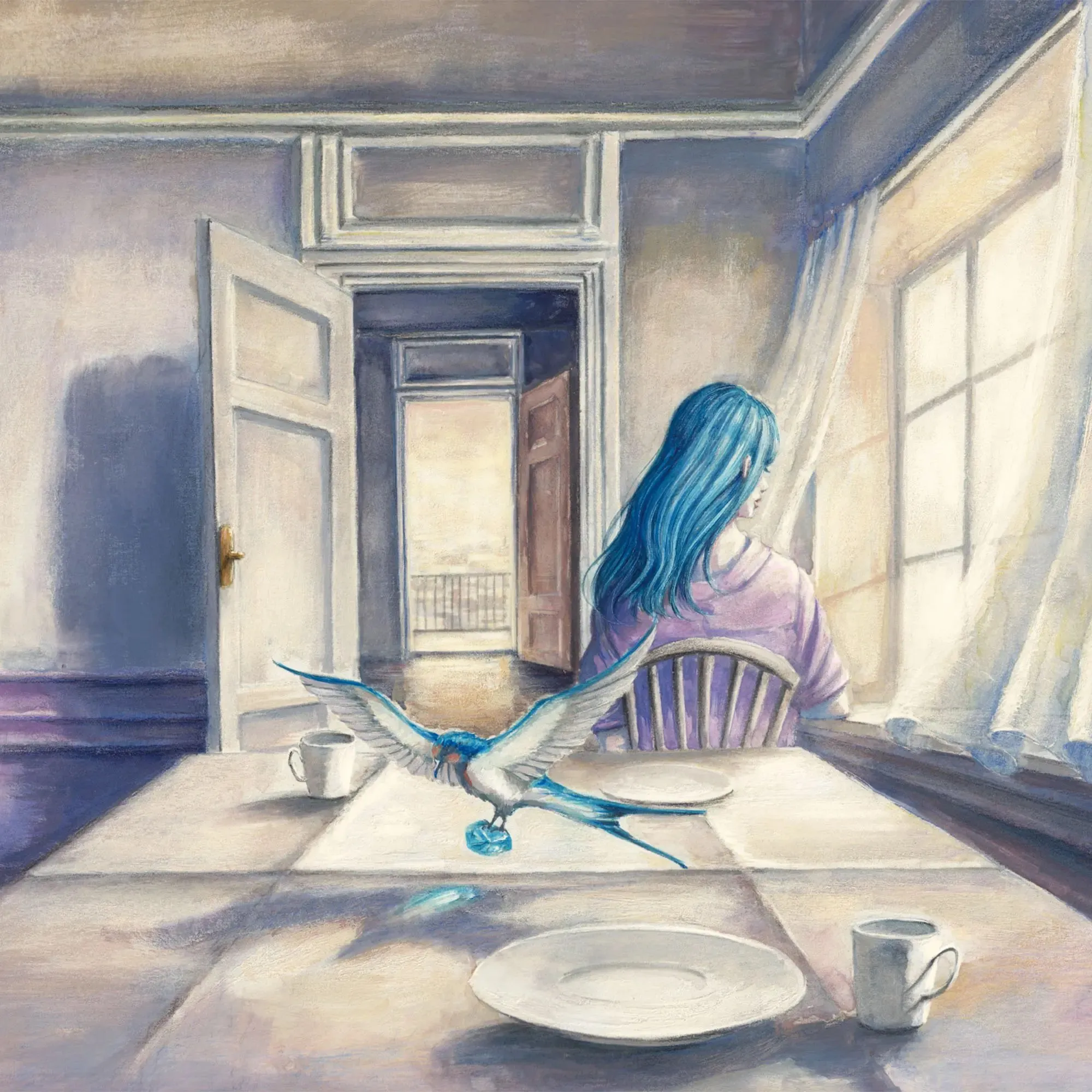art for Yorushika's song 左右盲